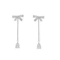 1 Pair Lady Simple Style Bow Knot Plating Inlay Alloy Zircon Drop Earrings main image 2