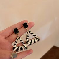 1 Pair Retro Geometric Inlay Alloy Zircon Drop Earrings sku image 1