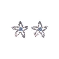 Wholesale Jewelry Elegant Lady Starfish Alloy Zircon Plating Inlay Ear Studs sku image 1