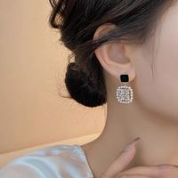 1 Pair Simple Style Geometric Plating Inlay Alloy Zircon Drop Earrings main image 5