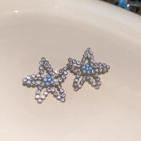 Wholesale Jewelry Elegant Lady Starfish Alloy Zircon Plating Inlay Ear Studs main image 3