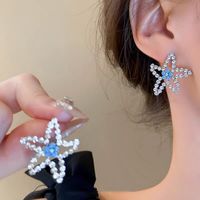 Wholesale Jewelry Elegant Lady Starfish Alloy Zircon Plating Inlay Ear Studs main image 2