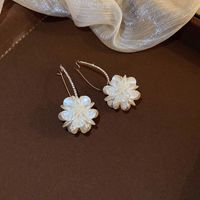 1 Pair Elegant Solid Color Plating Inlay Imitation Pearl Shell Zircon Drop Earrings sku image 4