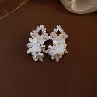 1 Pair Elegant Solid Color Plating Inlay Imitation Pearl Shell Zircon Drop Earrings sku image 6