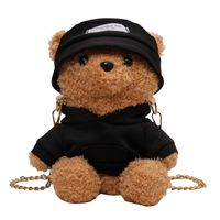 Women's Medium Plush Bear Cute Round Zipper Shoulder Bag Crossbody Bag Chain Bag sku image 1