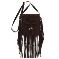 Women's Small Pu Leather Solid Color Classic Style Tassel Square Magnetic Buckle Crossbody Bag sku image 3