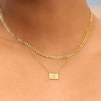 Ig Style Simple Style Devil's Eye Solid Color Sterling Silver Plating Inlay Artificial Gemstones 18k Gold Plated Necklace main image 3