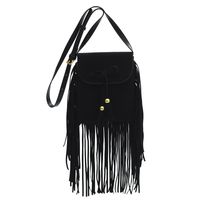 Women's Small Pu Leather Solid Color Classic Style Tassel Square Magnetic Buckle Crossbody Bag sku image 4