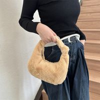 Women's Medium All Seasons Plush Solid Color Classic Style Dumpling Shape Zipper Handbag main image 3