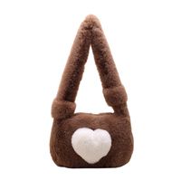 Women's Medium All Seasons Plush Heart Shape Elegant Cute Bucket Lock Clasp Shoulder Bag sku image 4