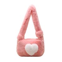 Women's Medium All Seasons Plush Heart Shape Elegant Cute Bucket Lock Clasp Shoulder Bag main image 3