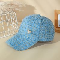 Women's Retro Simple Style Plaid Heart Shape Rhinestone Pearl Curved Eaves Ivy Cap sku image 5