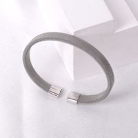 Casual Simple Style Solid Color Stainless Steel Plating Bangle sku image 1