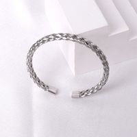 Casual Simple Style Solid Color Stainless Steel Plating Bangle sku image 2