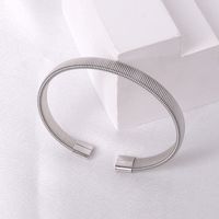 Casual Simple Style Solid Color Stainless Steel Plating Bangle sku image 6