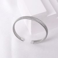 Stainless Steel Vintage Style Solid Color Grain Plating Bangle sku image 10