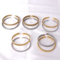 Casual Simple Style Solid Color Stainless Steel Plating Bangle main image 4
