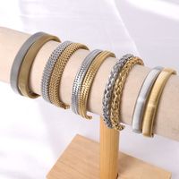 Casual Simple Style Solid Color Stainless Steel Plating Bangle main image 1