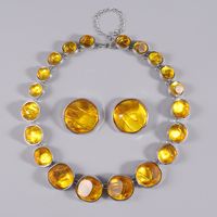 Princess Glam Shiny Round Alloy Plating Inlay Resin Gold Plated Women's Earrings Necklace main image 2