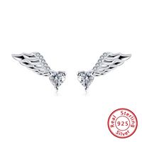 1 Pair Simple Style Classic Style Wings Plating Inlay Sterling Silver Zircon White Gold Plated Rhodium Plated Silver Plated Ear Studs main image 1