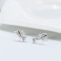 1 Pair Simple Style Classic Style Wings Plating Inlay Sterling Silver Zircon White Gold Plated Rhodium Plated Silver Plated Ear Studs main image 3