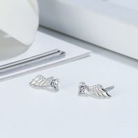 1 Pair Simple Style Classic Style Wings Plating Inlay Sterling Silver Zircon White Gold Plated Rhodium Plated Silver Plated Ear Studs main image 5