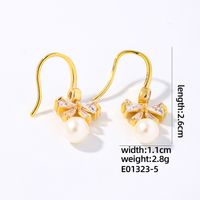 1 Pair Simple Style Shiny Bow Knot Plating Inlay Copper Zircon Gold Plated Drop Earrings main image 2