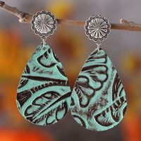 1 Pair Retro Ethnic Style Water Droplets Leather Drop Earrings sku image 1
