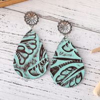 1 Pair Retro Ethnic Style Water Droplets Leather Drop Earrings main image 4