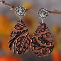 1 Pair Retro Ethnic Style Water Droplets Leather Drop Earrings main image 5