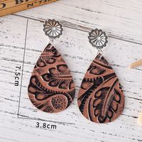 1 Pair Retro Ethnic Style Water Droplets Leather Drop Earrings main image 2