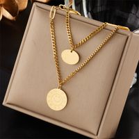 304 Stainless Steel 18K Gold Plated Simple Style Classic Style Layered Plating Solid Color Layered Necklaces main image 1