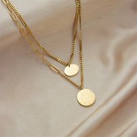 304 Stainless Steel 18K Gold Plated Simple Style Classic Style Layered Plating Solid Color Layered Necklaces main image 3