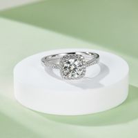 Simple Style Commute Solid Color Sterling Silver Gra Inlay Moissanite White Gold Plated Rings main image 5