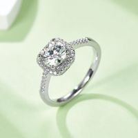 Simple Style Commute Solid Color Sterling Silver Gra Inlay Moissanite White Gold Plated Rings main image 4