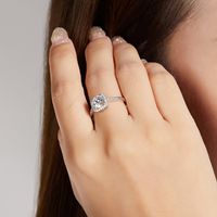 Simple Style Commute Solid Color Sterling Silver Gra Inlay Moissanite White Gold Plated Rings main image 2