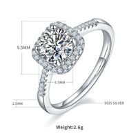Simple Style Commute Solid Color Sterling Silver Gra Inlay Moissanite White Gold Plated Rings sku image 1