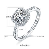 Style Simple Commuer Couleur Unie Argent Sterling Gra Incruster Moissanite Or Blanc Plaqué Anneaux sku image 7