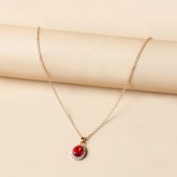 Simple Style Water Droplets Alloy Inlay Artificial Gemstones Women's Pendant Necklace main image 2