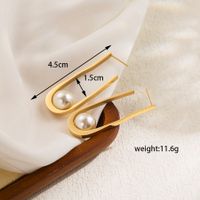 1 Pair Ig Style Basic Geometric Heart Shape Irregular Plating Inlay Stainless Steel Artificial Pearls 18k Gold Plated Drop Earrings sku image 2