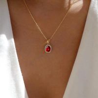 Simple Style Water Droplets Alloy Inlay Artificial Gemstones Women's Pendant Necklace sku image 1