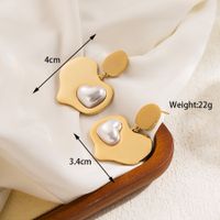 1 Pair Ig Style Basic Geometric Heart Shape Irregular Plating Inlay Stainless Steel Artificial Pearls 18k Gold Plated Drop Earrings sku image 2