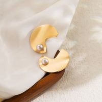 1 Pair Ig Style Basic Geometric Heart Shape Irregular Plating Inlay Stainless Steel Artificial Pearls 18k Gold Plated Drop Earrings main image 5