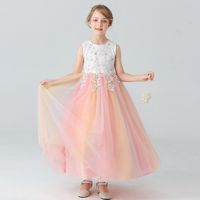 Princesa Color Sólido Labor De Retazos Poliéster Vestidos Para Niñas sku image 10