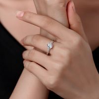 Lady Classic Style Geometric Sterling Silver Inlay Moissanite Zircon Rings main image 3