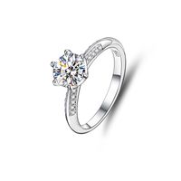 Lady Classic Style Geometric Sterling Silver Inlay Moissanite Zircon Rings sku image 6