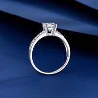 Basic Round Sterling Silver Inlay Moissanite Rings main image 5