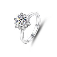 Lady Flower Sterling Silver Inlay Moissanite Rings main image 1
