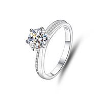 Classic Style Round Sterling Silver Inlay Moissanite Rings sku image 9