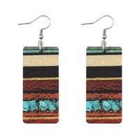 1 Pair Retro Color Block Wood Drop Earrings main image 2